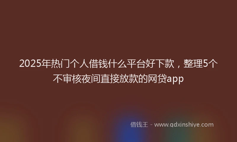 2025年热门个人借钱什么平台好下款，整理5个不审核夜间直接放款的网贷app