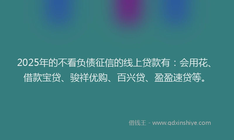 2025年的不看负债征信的线上贷款有：会用花、借款宝贷、骏祥优购、百兴贷、盈盈速贷等。