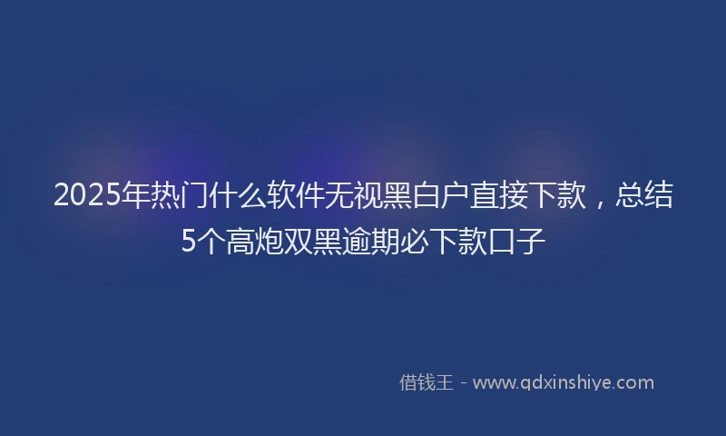2025年热门什么软件无视黑白户直接下款，总结5个高炮双黑逾期必下款口子