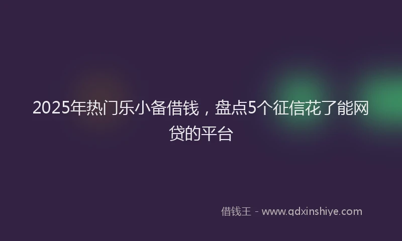 2025年热门乐小备借钱，盘点5个征信花了能网贷的平台
