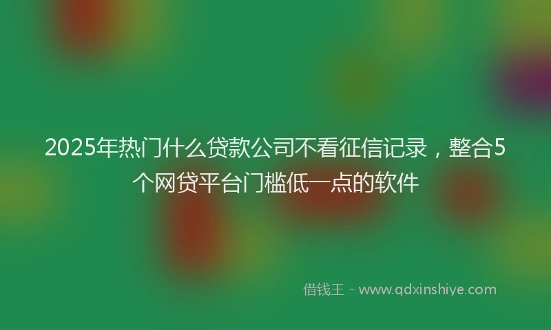 2025年热门什么贷款公司不看征信记录，整合5个网贷平台门槛低一点的软件