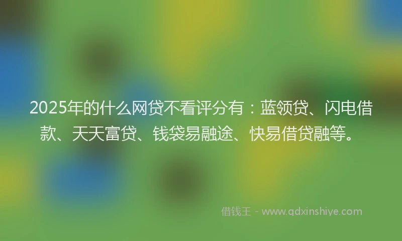 2025年的什么网贷不看评分有：蓝领贷、闪电借款、天天富贷、钱袋易融途、快易借贷融等。