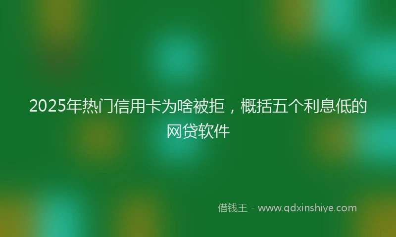 2025年热门信用卡为啥被拒，概括五个利息低的网贷软件