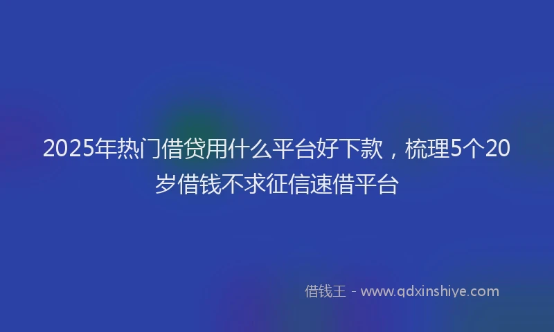 2025年热门借贷用什么平台好下款，梳理5个20岁借钱不求征信速借平台