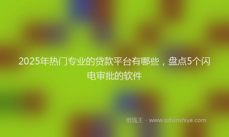 2025年热门专业的贷款平台有哪些，盘点5个闪电审批的软件