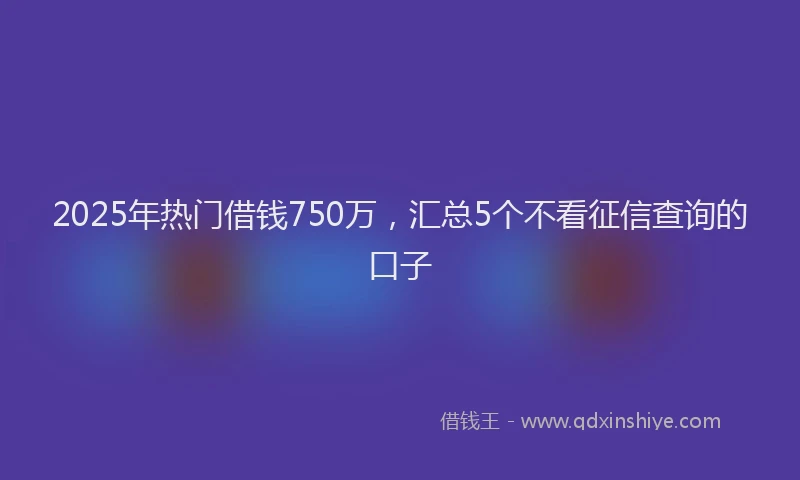 2025年热门借钱750万，汇总5个不看征信查询的口子