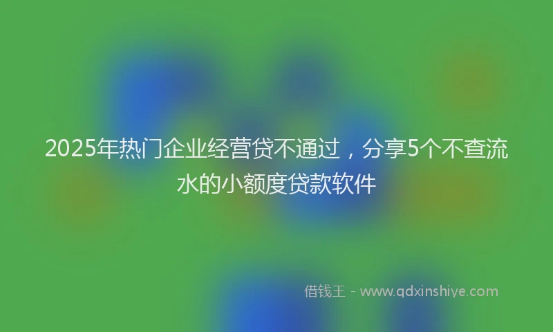 2025年热门企业经营贷不通过，分享5个不查流水的小额度贷款软件