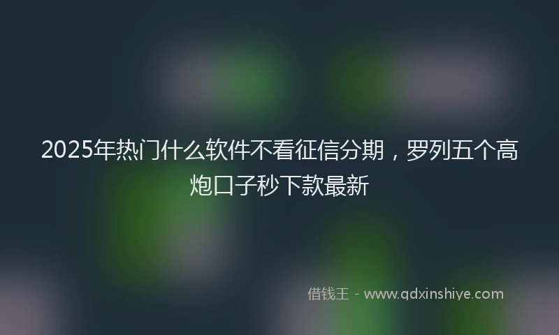 2025年热门什么软件不看征信分期，罗列五个高炮口子秒下款最新