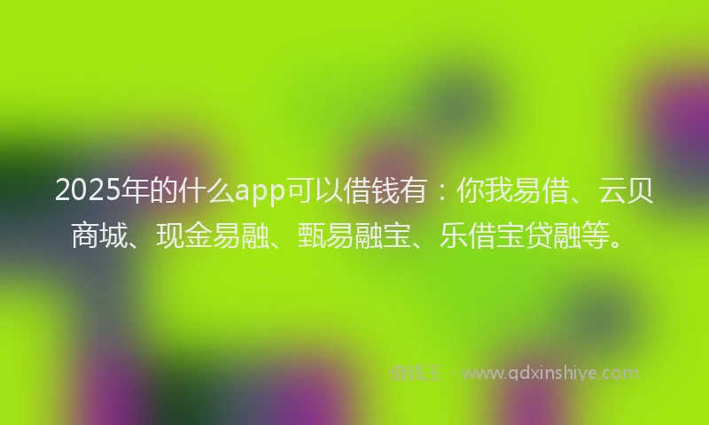 2025年的什么app可以借钱有：你我易借、云贝商城、现金易融、甄易融宝、乐借宝贷融等。