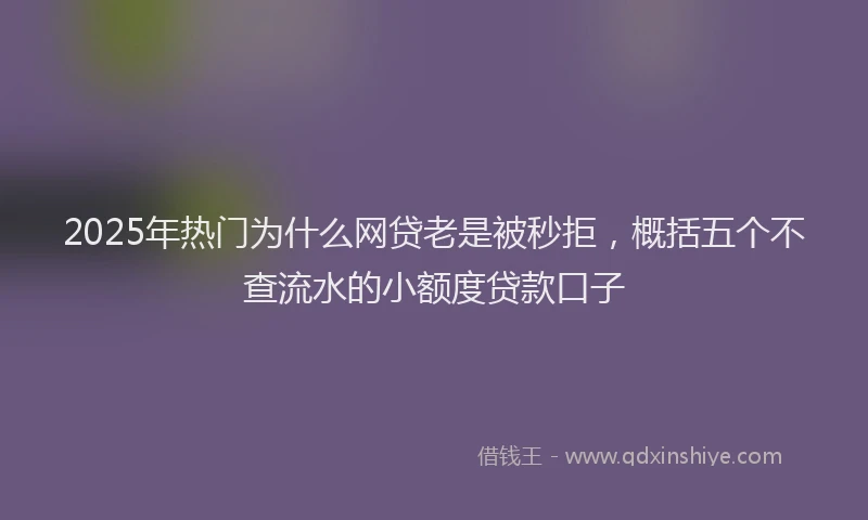 2025年热门为什么网贷老是被秒拒，概括五个不查流水的小额度贷款口子