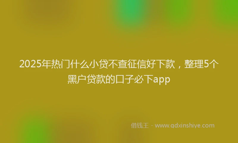 2025年热门什么小贷不查征信好下款，整理5个黑户贷款的口子必下app