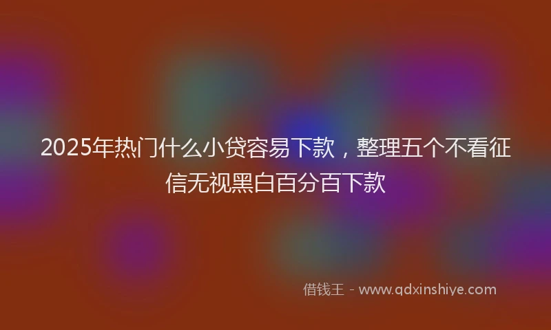 2025年热门什么小贷容易下款，整理五个不看征信无视黑白百分百下款