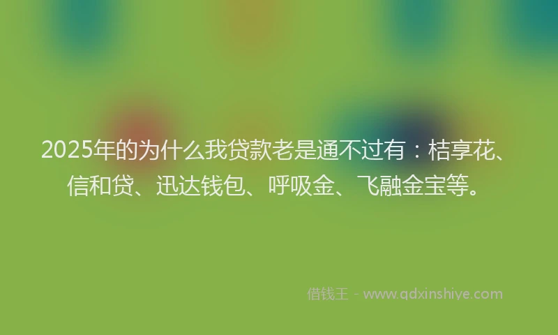 2025年的为什么我贷款老是通不过有：桔享花、信和贷、迅达钱包、呼吸金、飞融金宝等。