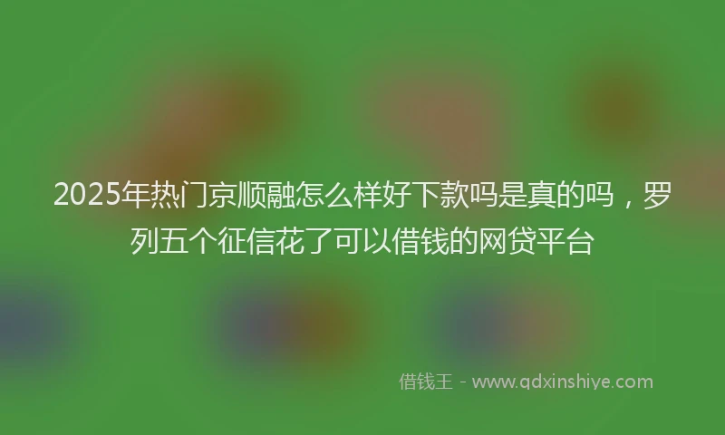 2025年热门京顺融怎么样好下款吗是真的吗，罗列五个征信花了可以借钱的网贷平台