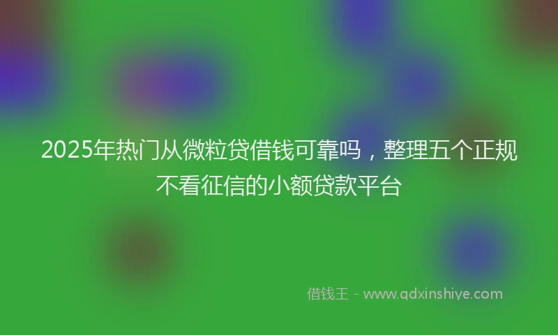 2025年热门从微粒贷借钱可靠吗，整理五个正规不看征信的小额贷款平台