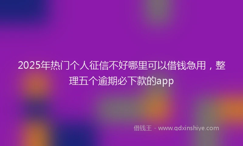 2025年热门个人征信不好哪里可以借钱急用，整理五个逾期必下款的app