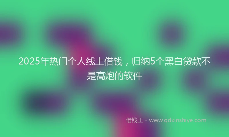 2025年热门个人线上借钱，归纳5个黑白贷款不是高炮的软件
