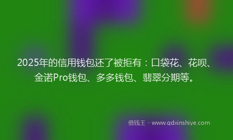 2025年的信用钱包还了被拒有：口袋花、花呗、金诺Pro钱包、多多钱包、翡翠分期等。