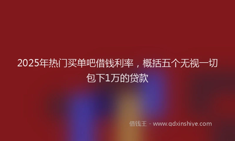 2025年热门买单吧借钱利率，概括五个无视一切包下1万的贷款