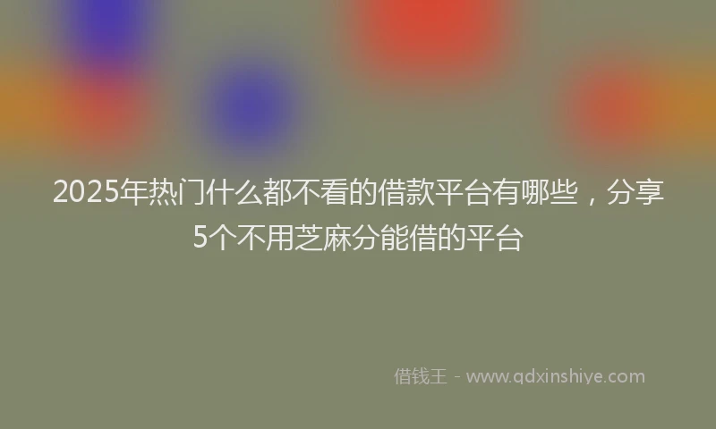2025年热门什么都不看的借款平台有哪些，分享5个不用芝麻分能借的平台