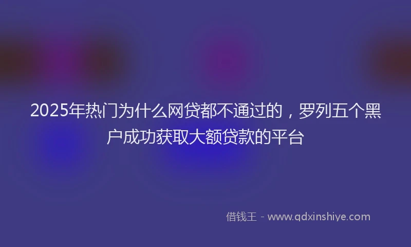 2025年热门为什么网贷都不通过的，罗列五个黑户成功获取大额贷款的平台
