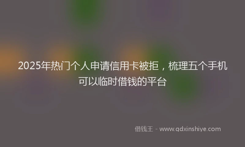 2025年热门个人申请信用卡被拒，梳理五个手机可以临时借钱的平台