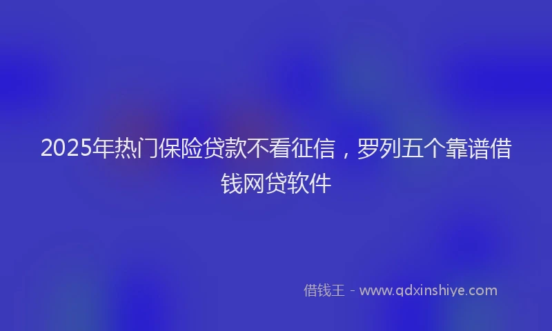 2025年热门保险贷款不看征信，罗列五个靠谱借钱网贷软件
