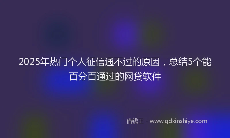 2025年热门个人征信通不过的原因，总结5个能百分百通过的网贷软件