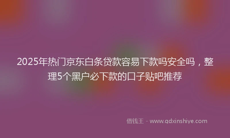 2025年热门京东白条贷款容易下款吗安全吗，整理5个黑户必下款的口子贴吧推荐