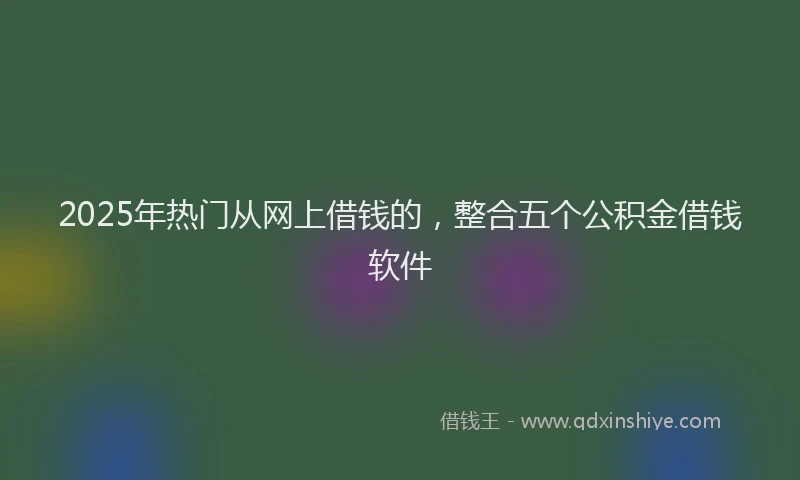 2025年热门从网上借钱的，整合五个公积金借钱软件