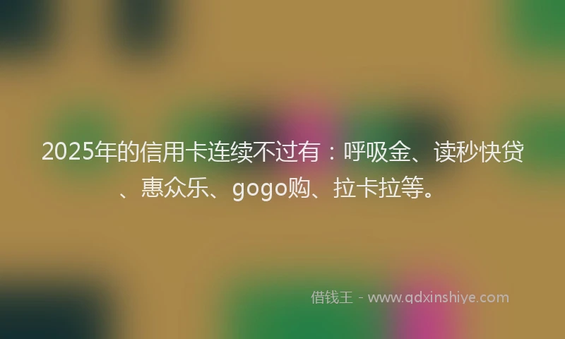 2025年的信用卡连续不过有：呼吸金、读秒快贷、惠众乐、gogo购、拉卡拉等。