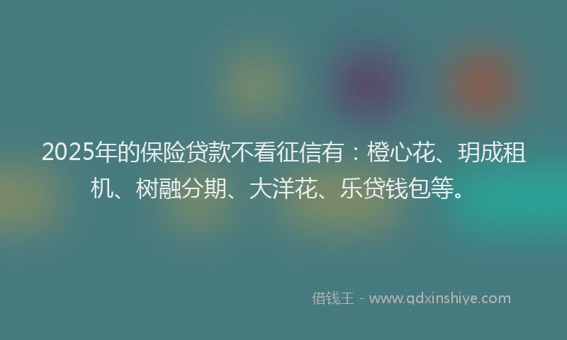 2025年的保险贷款不看征信有：橙心花、玥成租机、树融分期、大洋花、乐贷钱包等。
