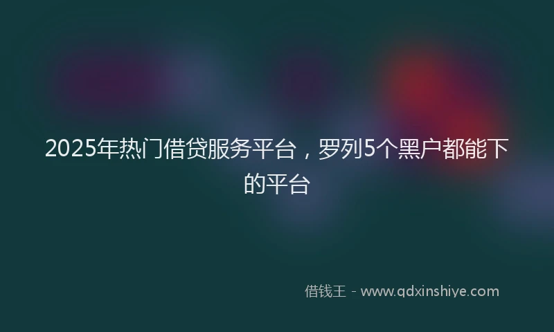 2025年热门借贷服务平台，罗列5个黑户都能下的平台