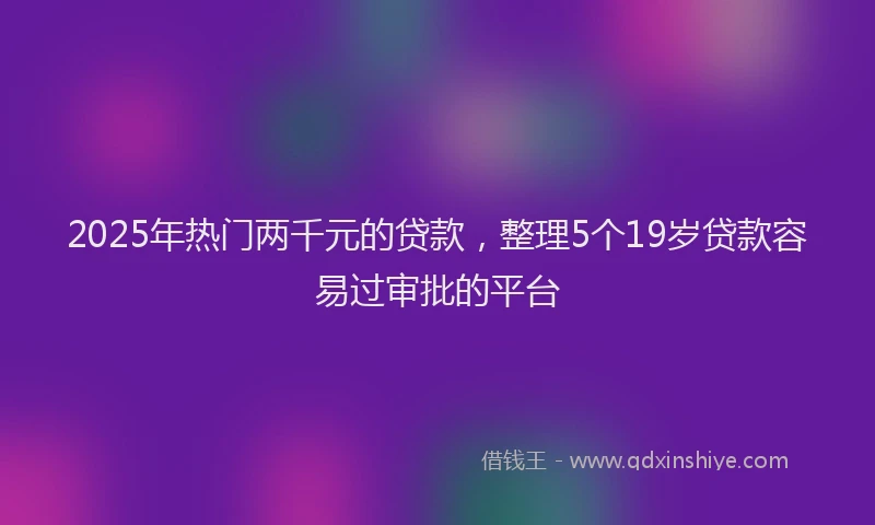 2025年热门两千元的贷款，整理5个19岁贷款容易过审批的平台