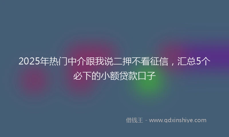 2025年热门中介跟我说二押不看征信，汇总5个必下的小额贷款口子