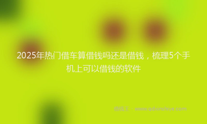2025年热门借车算借钱吗还是借钱，梳理5个手机上可以借钱的软件