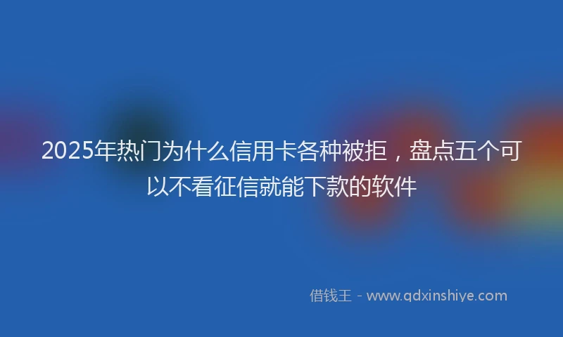 2025年热门为什么信用卡各种被拒，盘点五个可以不看征信就能下款的软件