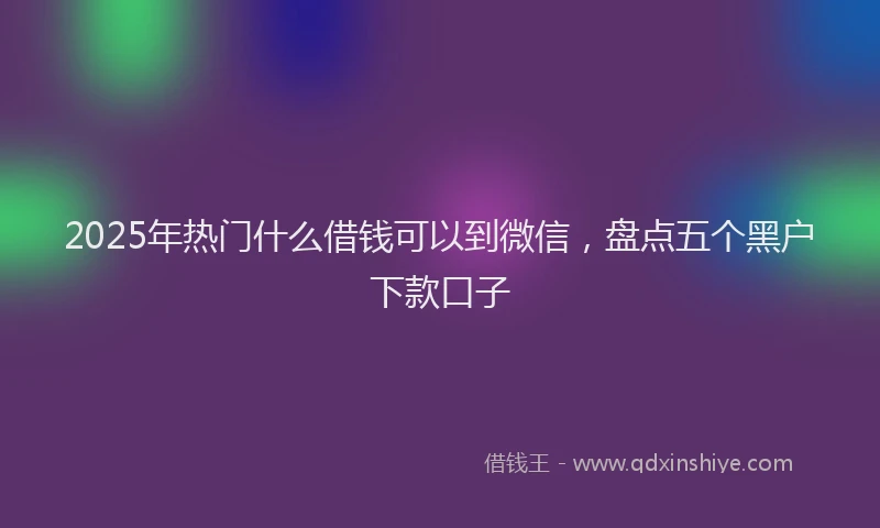 2025年热门什么借钱可以到微信，盘点五个黑户下款口子