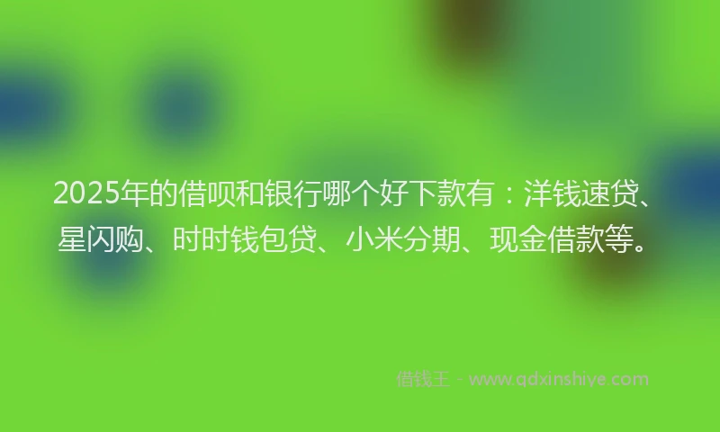 2025年的借呗和银行哪个好下款有：洋钱速贷、星闪购、时时钱包贷、小米分期、现金借款等。