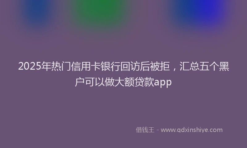 2025年热门信用卡银行回访后被拒，汇总五个黑户可以做大额贷款app