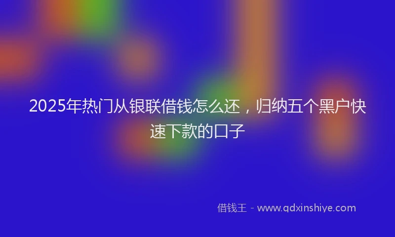 2025年热门从银联借钱怎么还，归纳五个黑户快速下款的口子