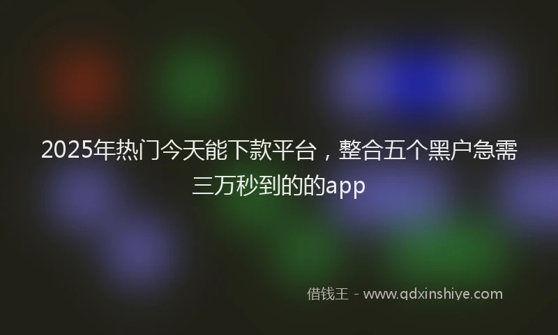 2025年热门今天能下款平台，整合五个黑户急需三万秒到的的app