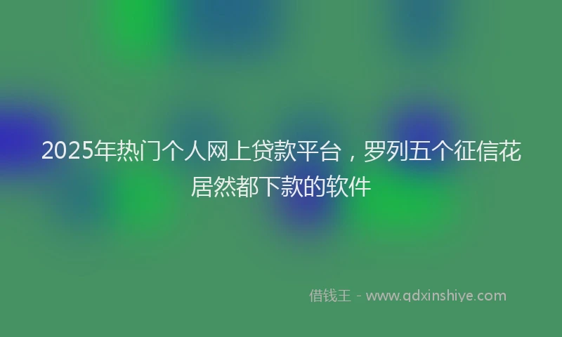 2025年热门个人网上贷款平台，罗列五个征信花居然都下款的软件