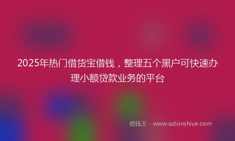 2025年热门借货宝借钱，整理五个黑户可快速办理小额贷款业务的平台