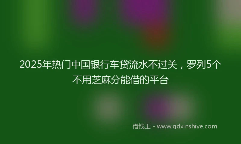2025年热门中国银行车贷流水不过关，罗列5个不用芝麻分能借的平台