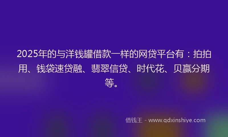2025年的与洋钱罐借款一样的网贷平台有：拍拍用、钱袋速贷融、翡翠信贷、时代花、贝赢分期等。