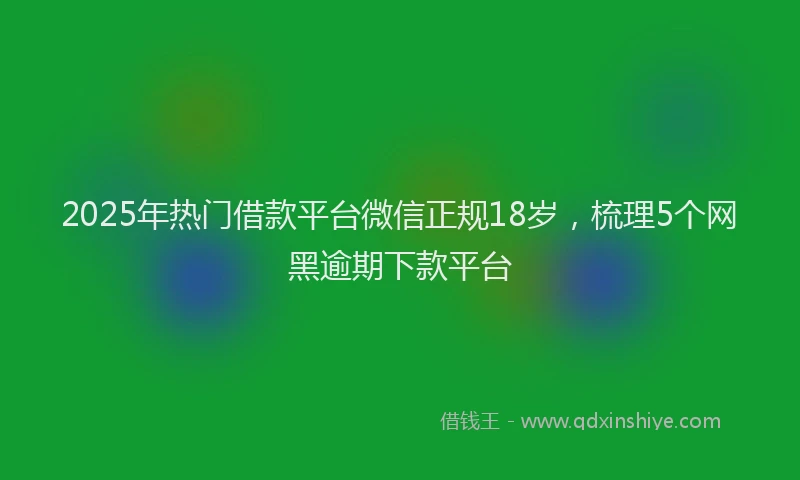 2025年热门借款平台微信正规18岁，梳理5个网黑逾期下款平台