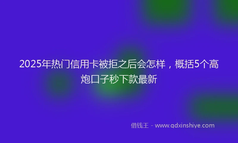 2025年热门信用卡被拒之后会怎样，概括5个高炮口子秒下款最新