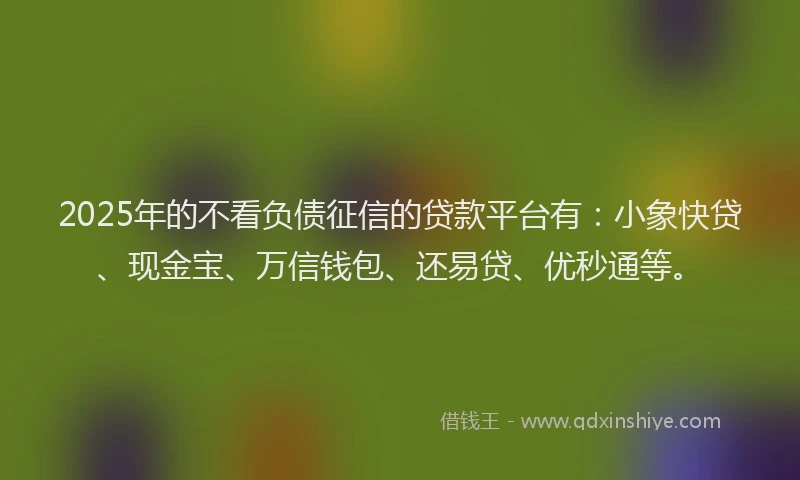 2025年的不看负债征信的贷款平台有：小象快贷、现金宝、万信钱包、还易贷、优秒通等。