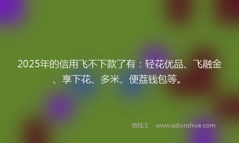 2025年的信用飞不下款了有：轻花优品、飞融金、享下花、多米、便荔钱包等。